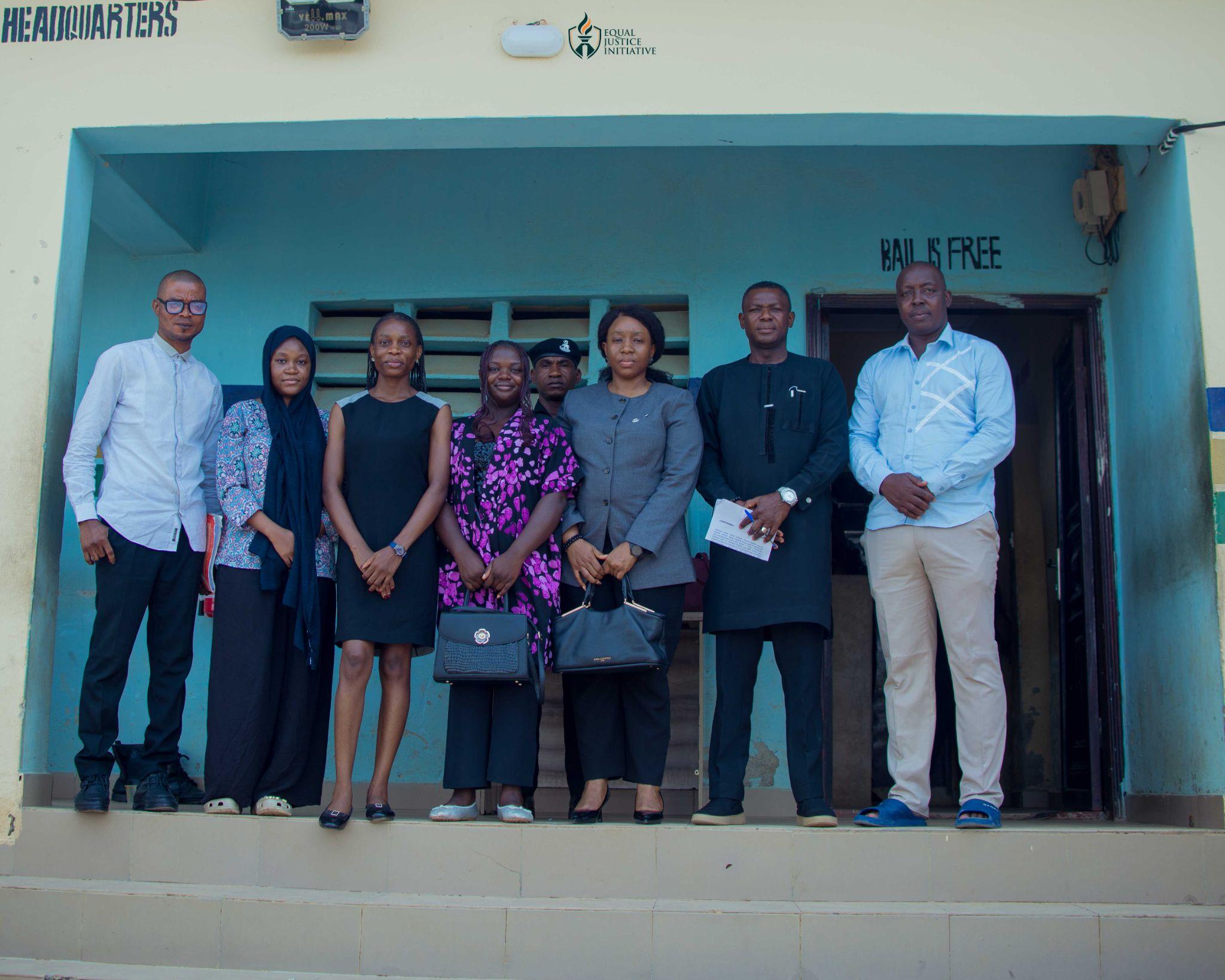 Monitoring team outside the Ushafa Police Division headquarters